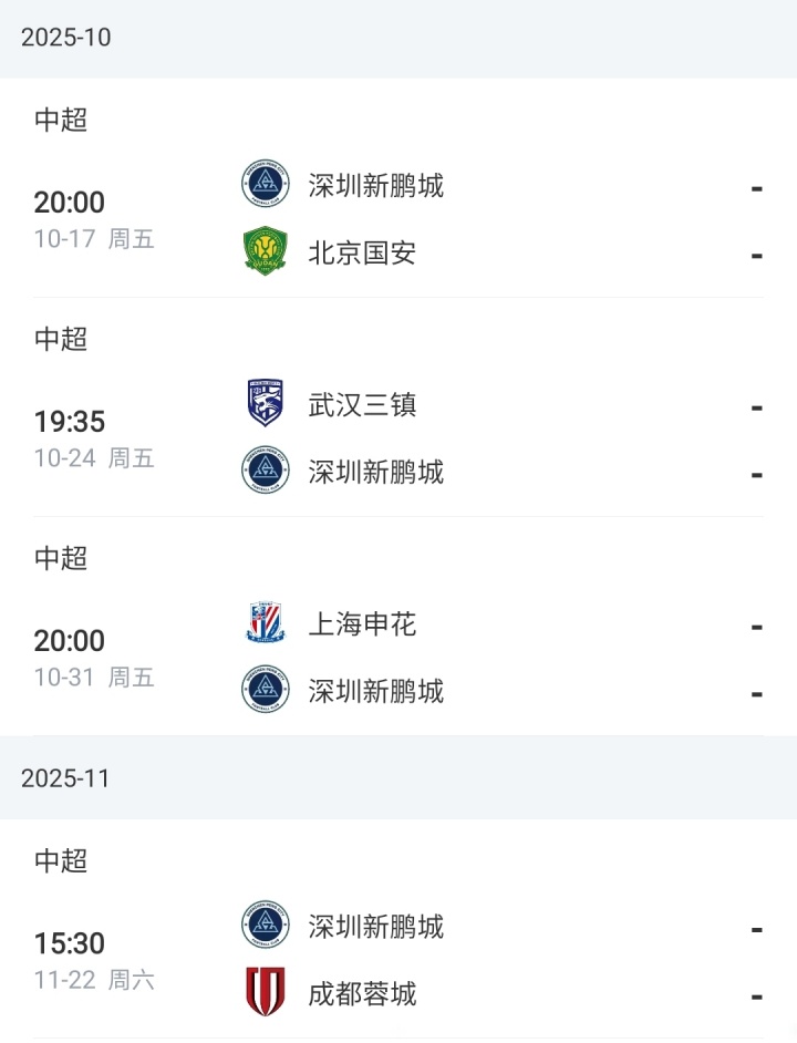 地狱难度！积分榜：新鹏城仅领先降级区2分，将战国安+申花+蓉城