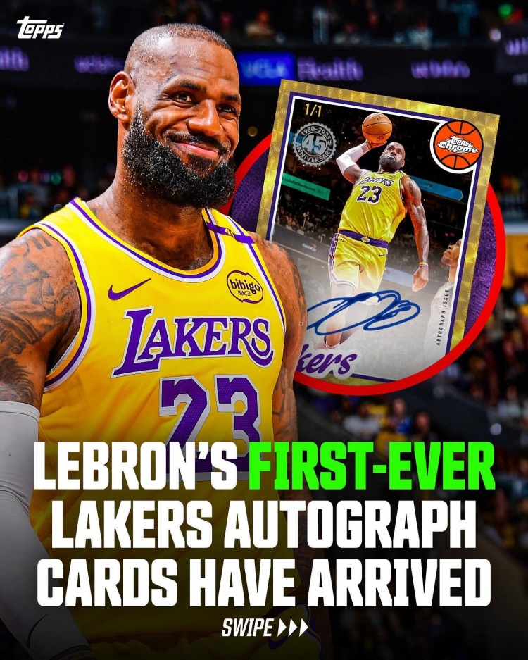 姗姗来迟！詹姆斯湖人时期签名NBA球星卡即将迎来发售！